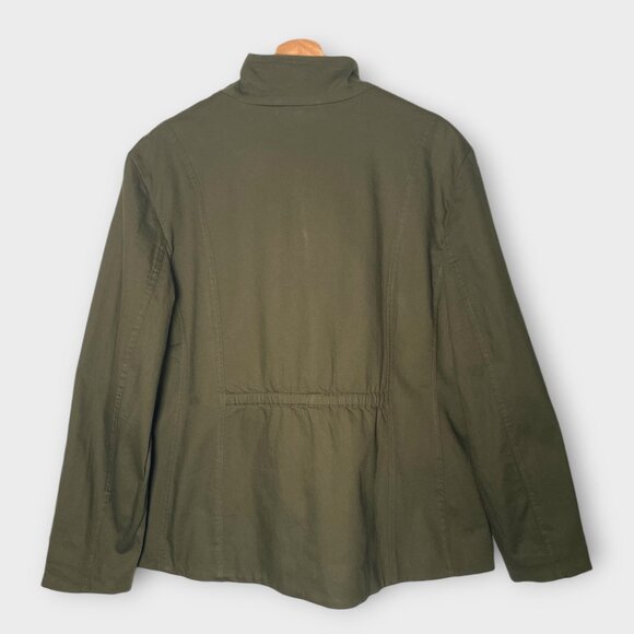 Chico's Quilted Military Jacket Sz 3 / XL Olive Green Embellished Baroque EUC - Picture 4 of 11